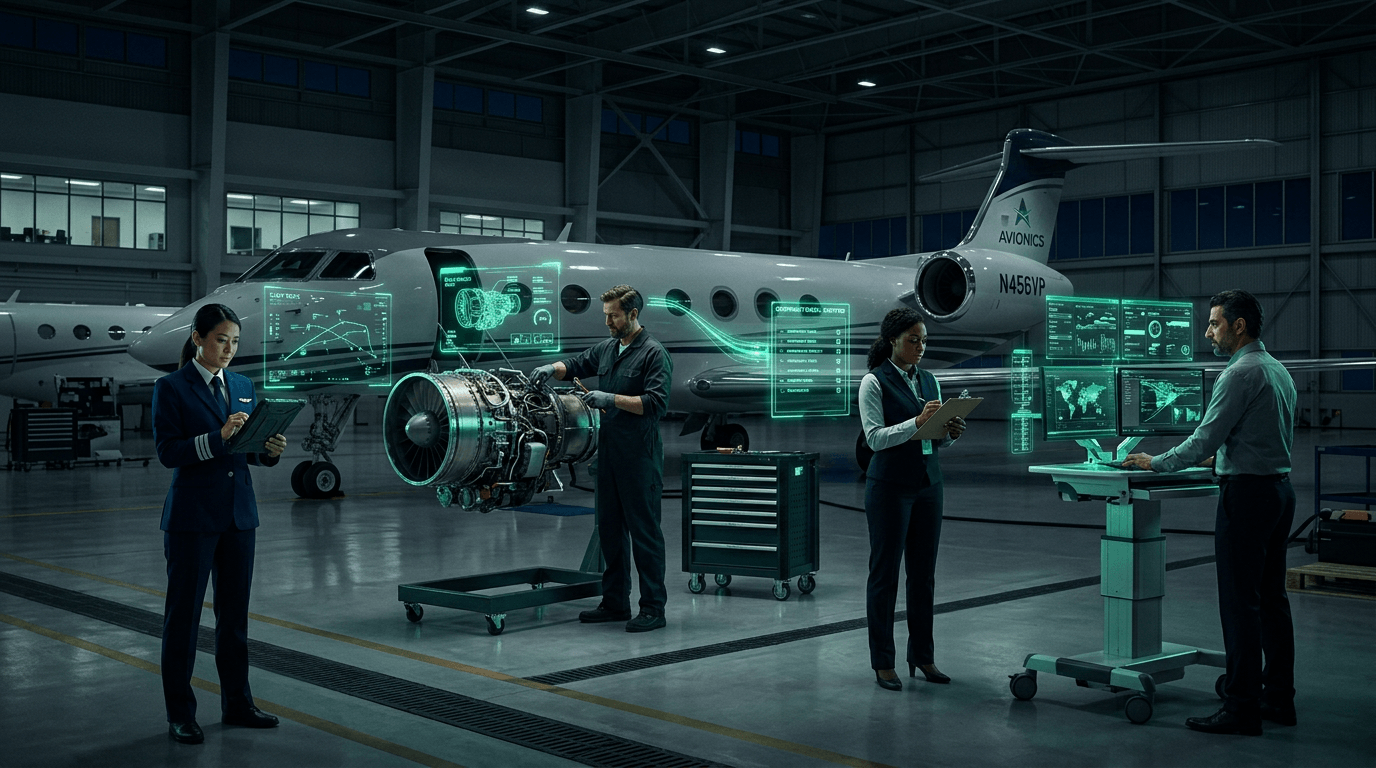 Equipe de aviação colaborando